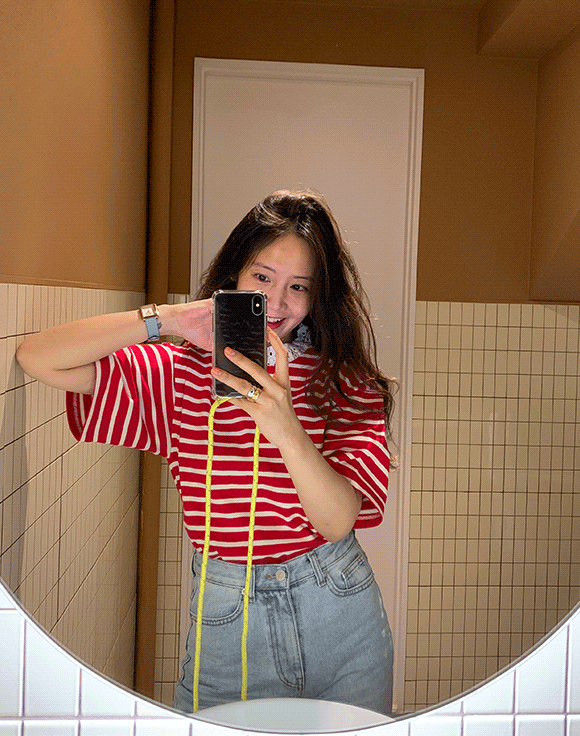 [Shortbutstunning] Lace  stripe T-shirt